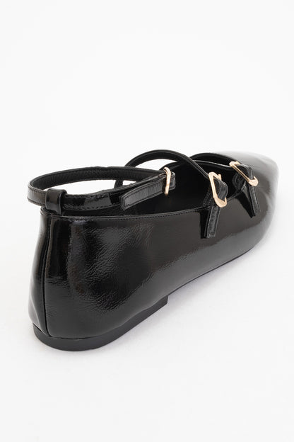 Serena - Black Patent Leather Mary Jane Flats