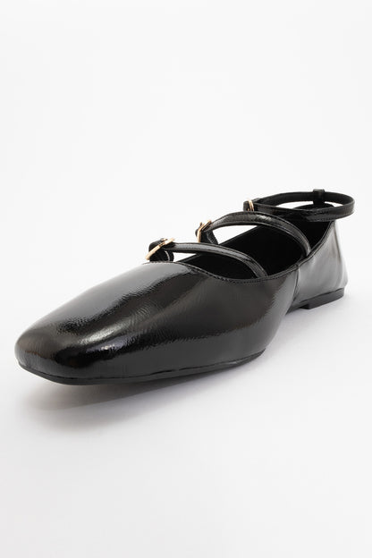 Serena - Black Patent Leather Mary Jane Flats