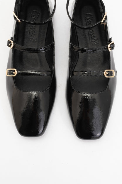 Serena - Black Patent Leather Mary Jane Flats