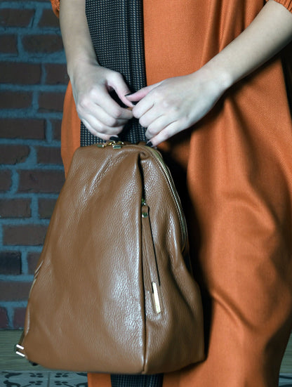 Alessia - Cognac Brown Leather Backpack