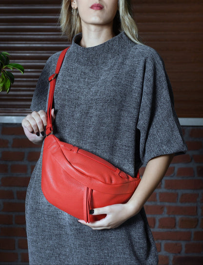 Bianca - Red Leather Crossbody Bag