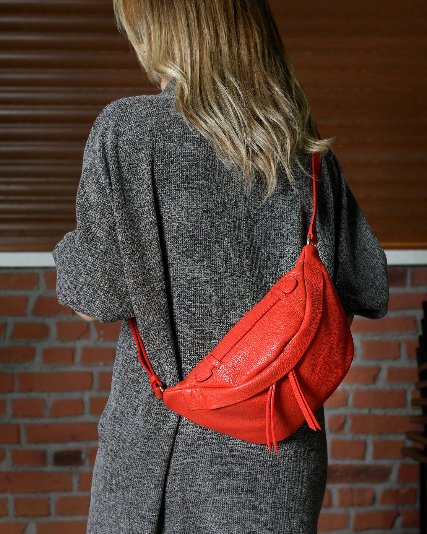 Bianca - Red Leather Crossbody Bag