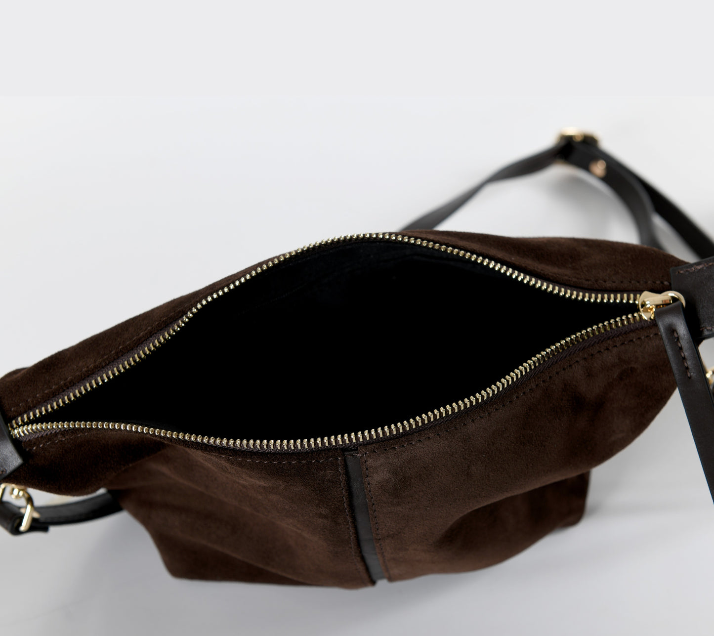 Leona - Dark Brown Suede Leather Crossbody Bag