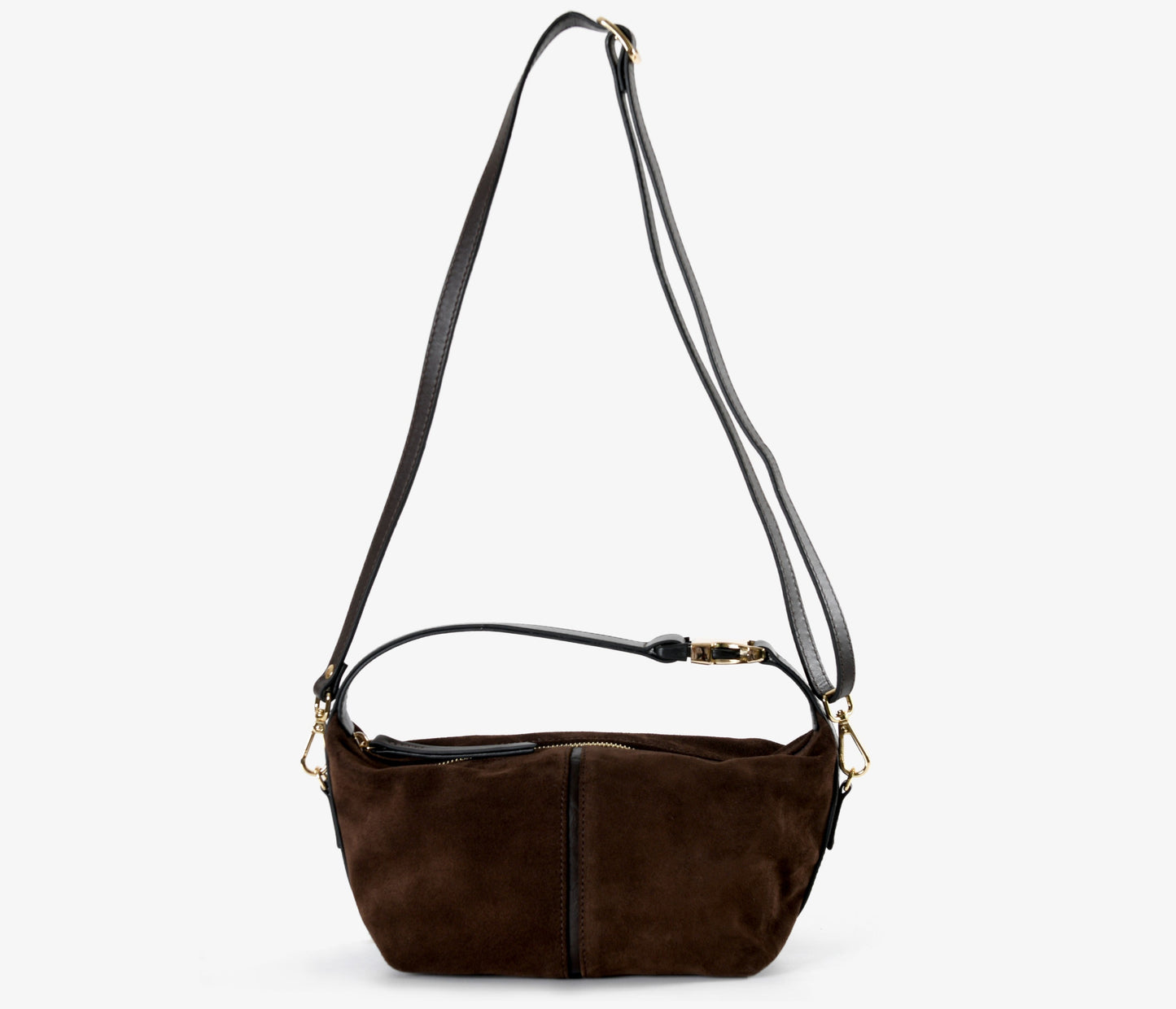 Leona - Dark Brown Suede Leather Crossbody Bag
