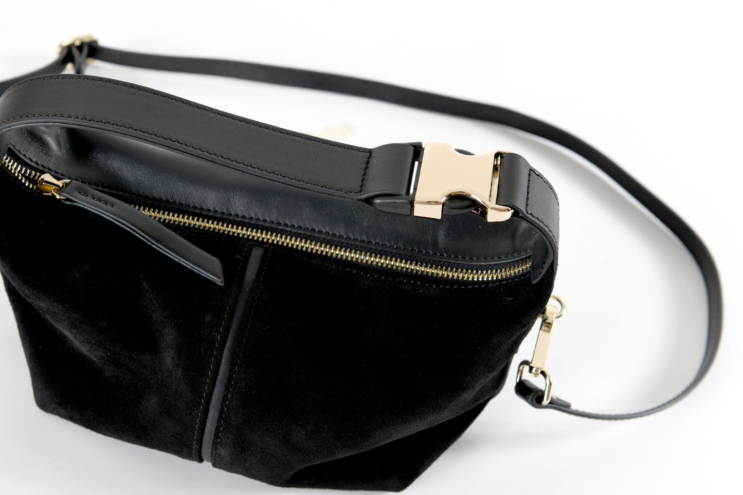 Leona - Black Suede Leather Crossbody Bag
