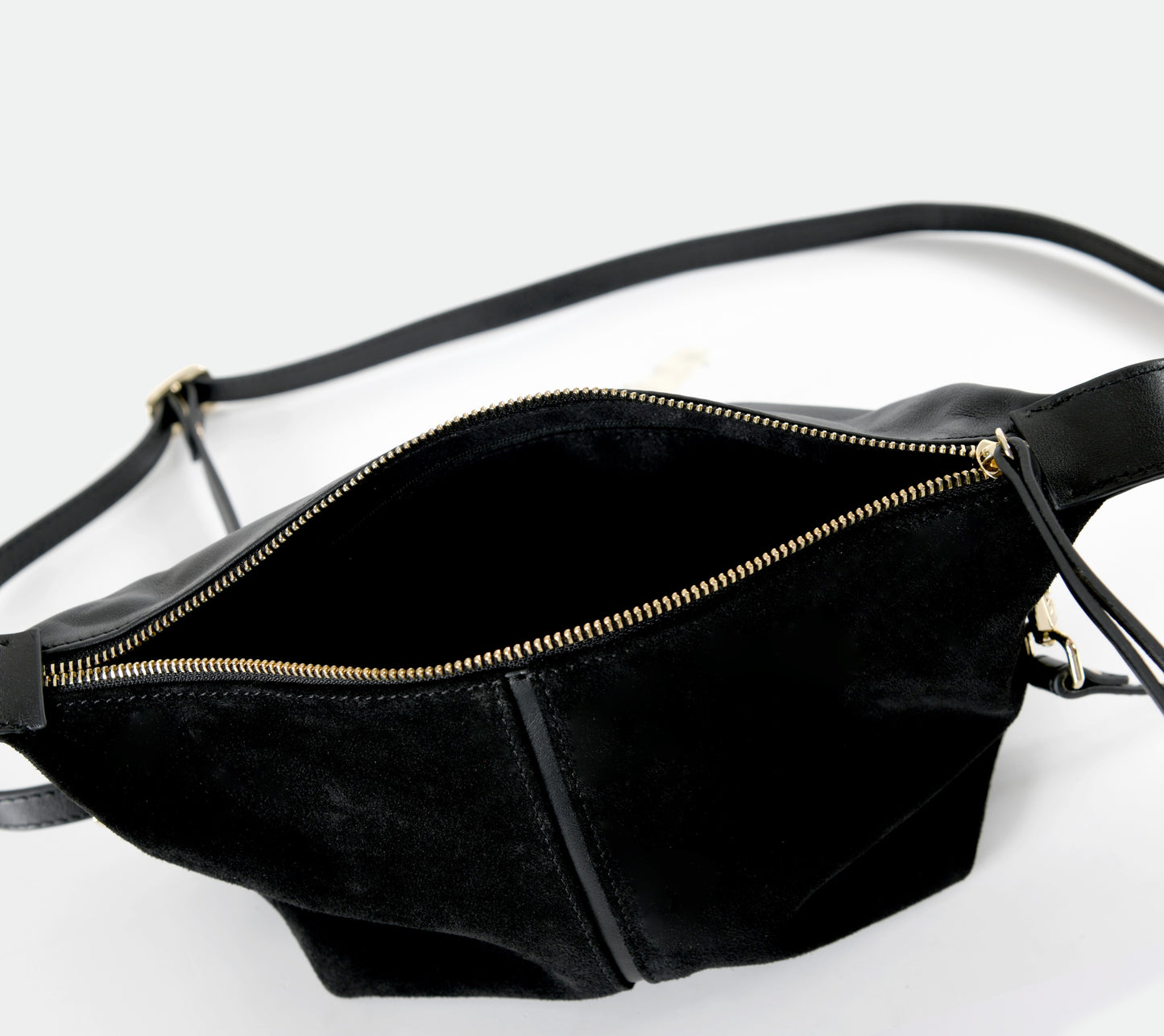 Leona - Black Suede Leather Crossbody Bag