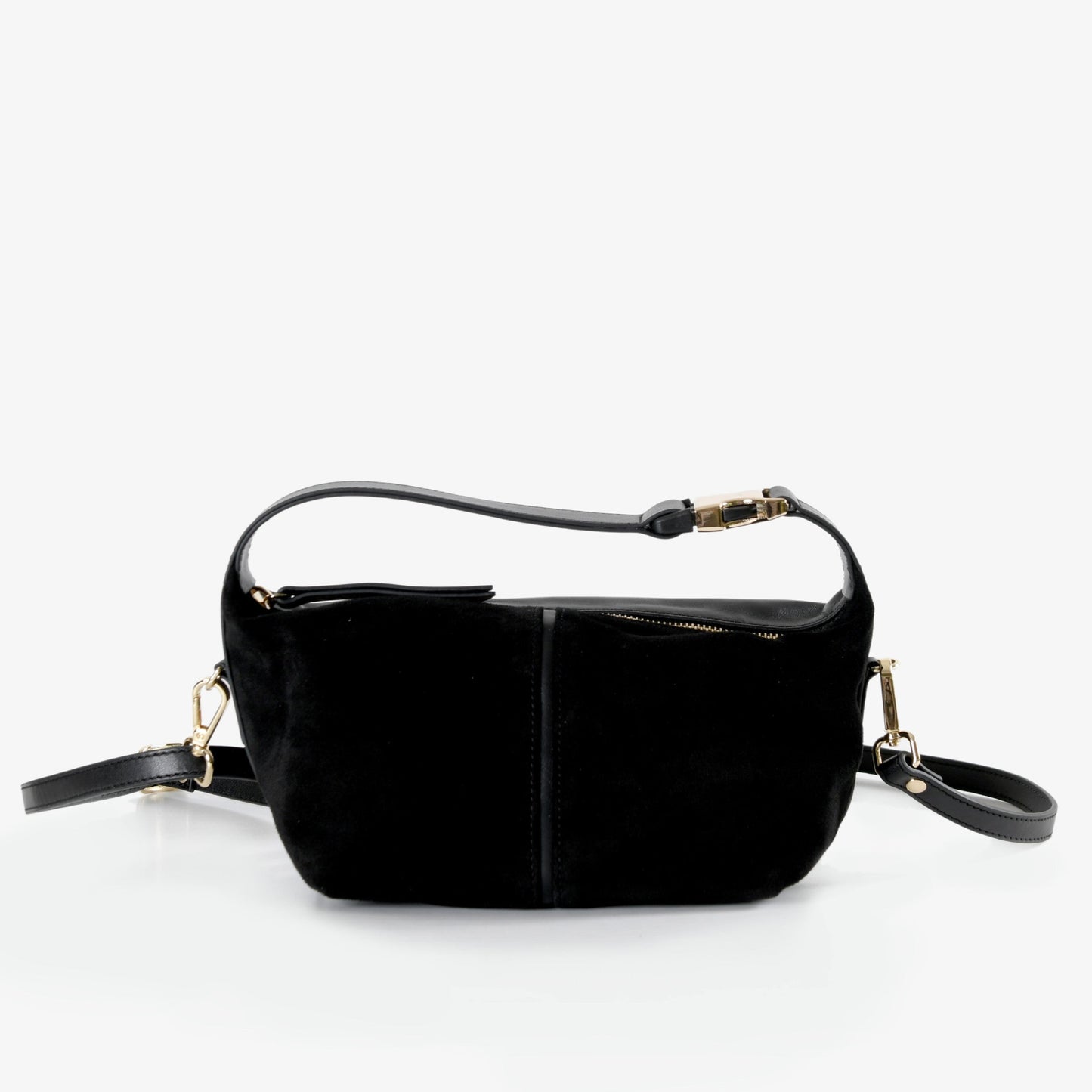 Leona - Black Suede Leather Crossbody Bag