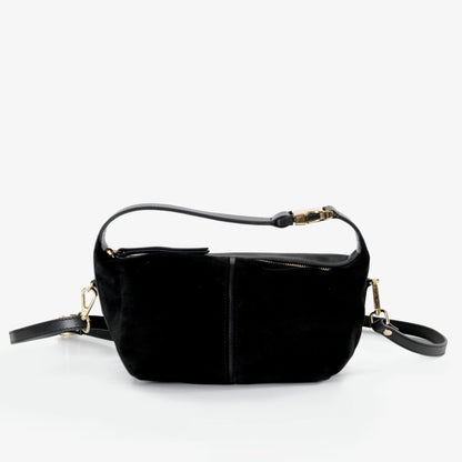 Leona - Black Suede Leather Crossbody Bag