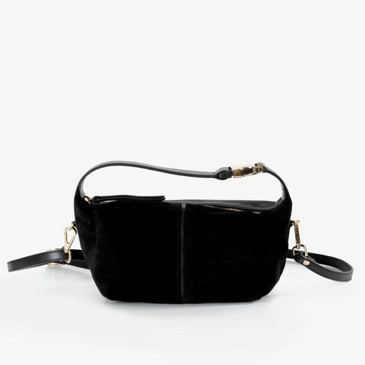 Leona - Black Suede Leather Crossbody Bag