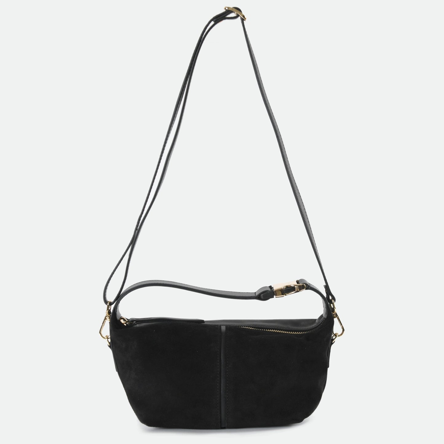 Leona - Black Suede Leather Crossbody Bag