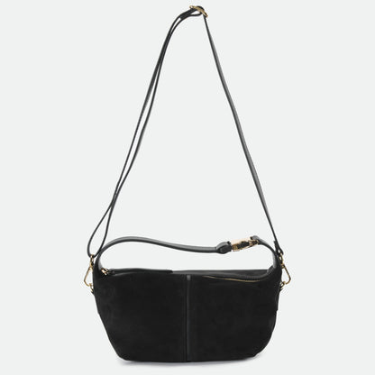Leona - Black Suede Leather Crossbody Bag