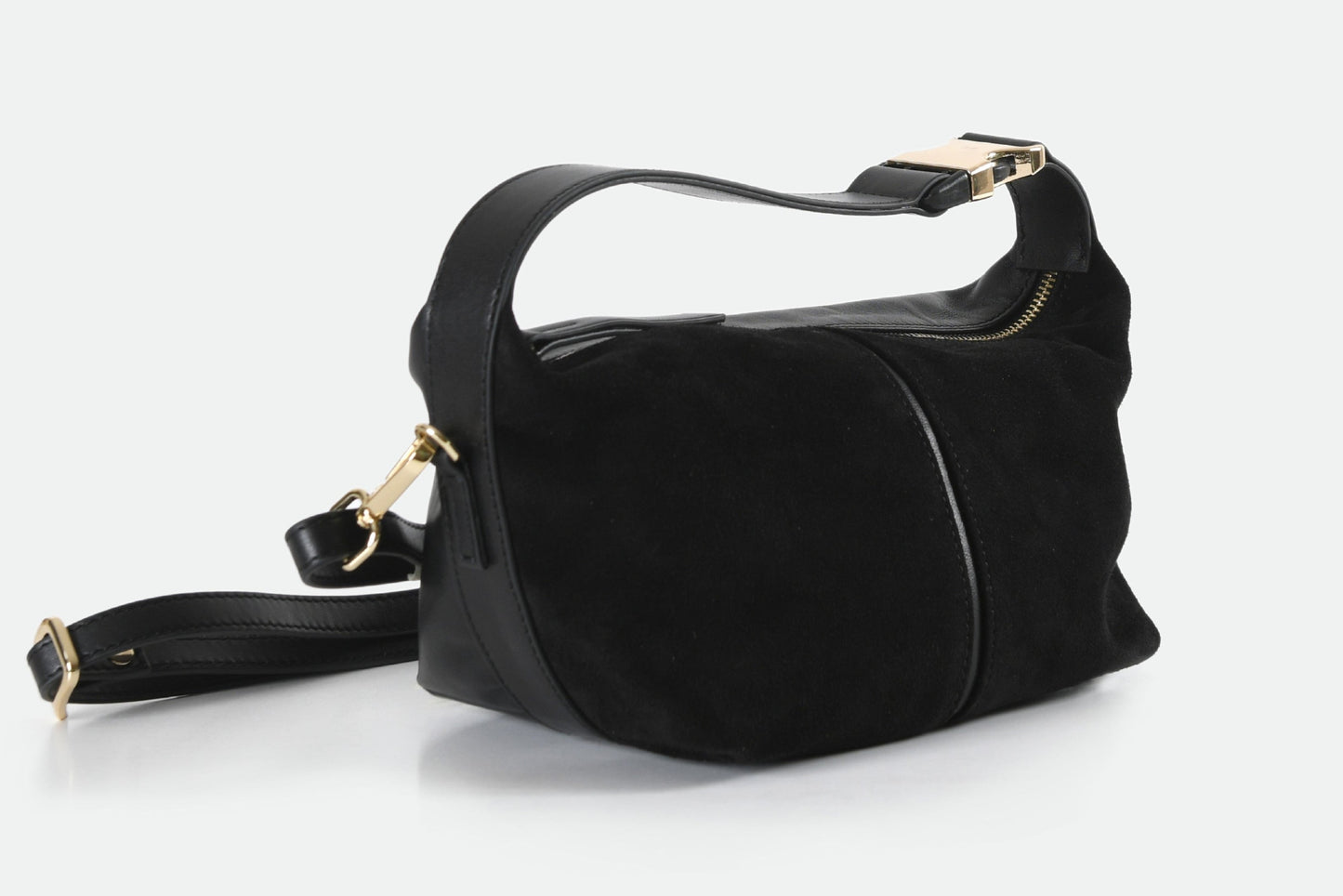 Leona - Black Suede Leather Crossbody Bag