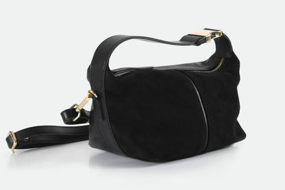 Leona - Black Suede Leather Crossbody Bag