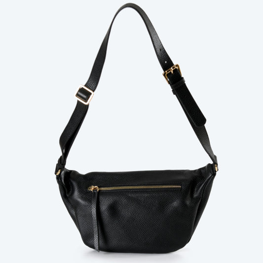 Bianca - Black Leather Crossbody Bag