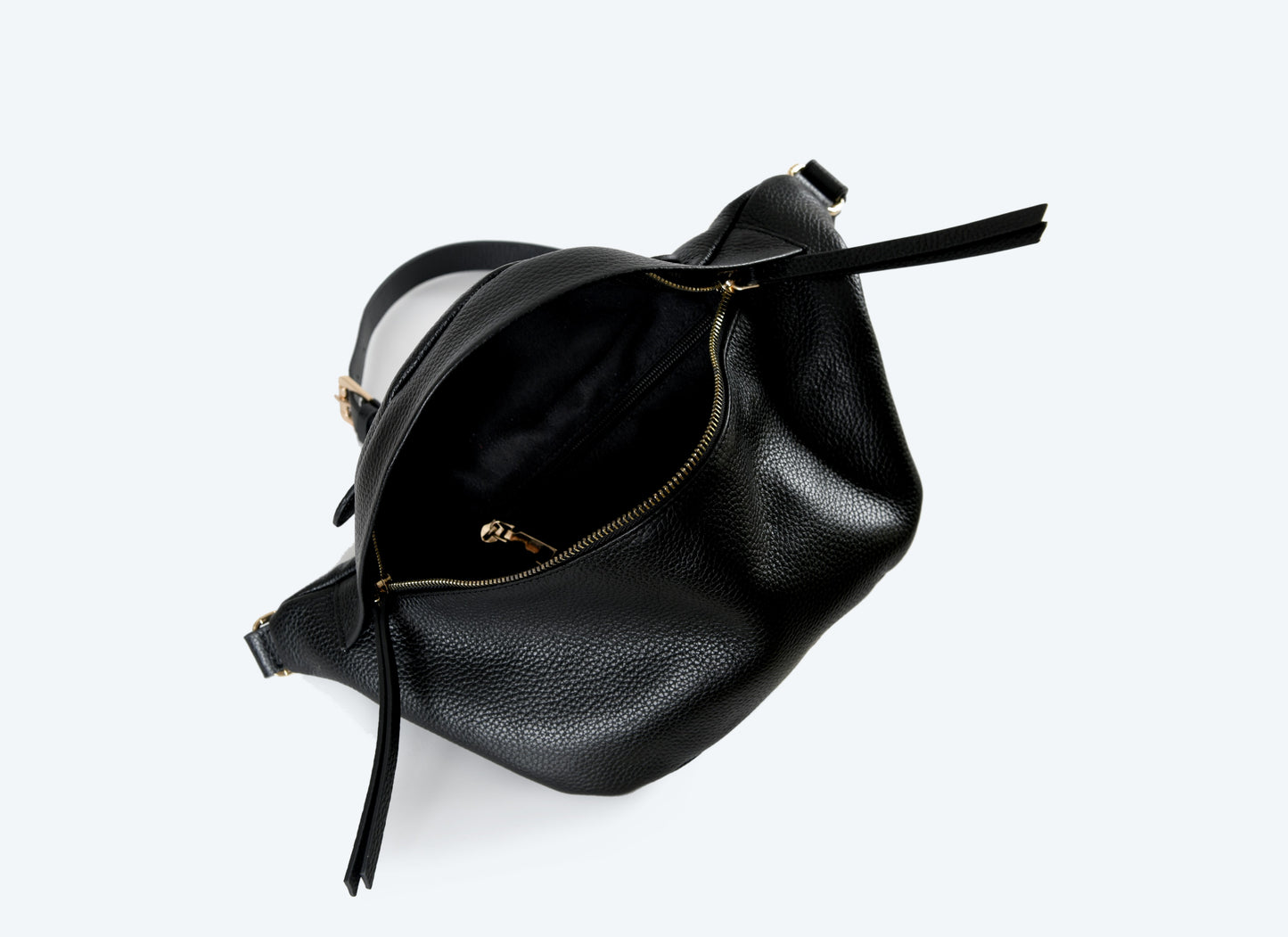 Bianca - Black Leather Crossbody Bag