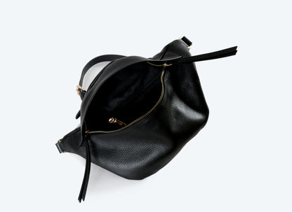 Bianca - Black Leather Crossbody Bag