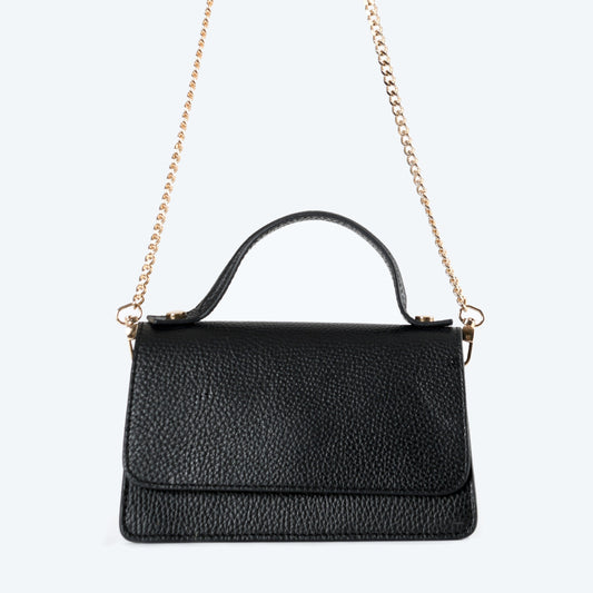 Chiara - Black Leather Shoulder Bag