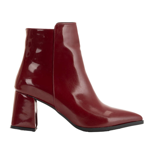 Edith - Burgundy Patent Ankle Boots