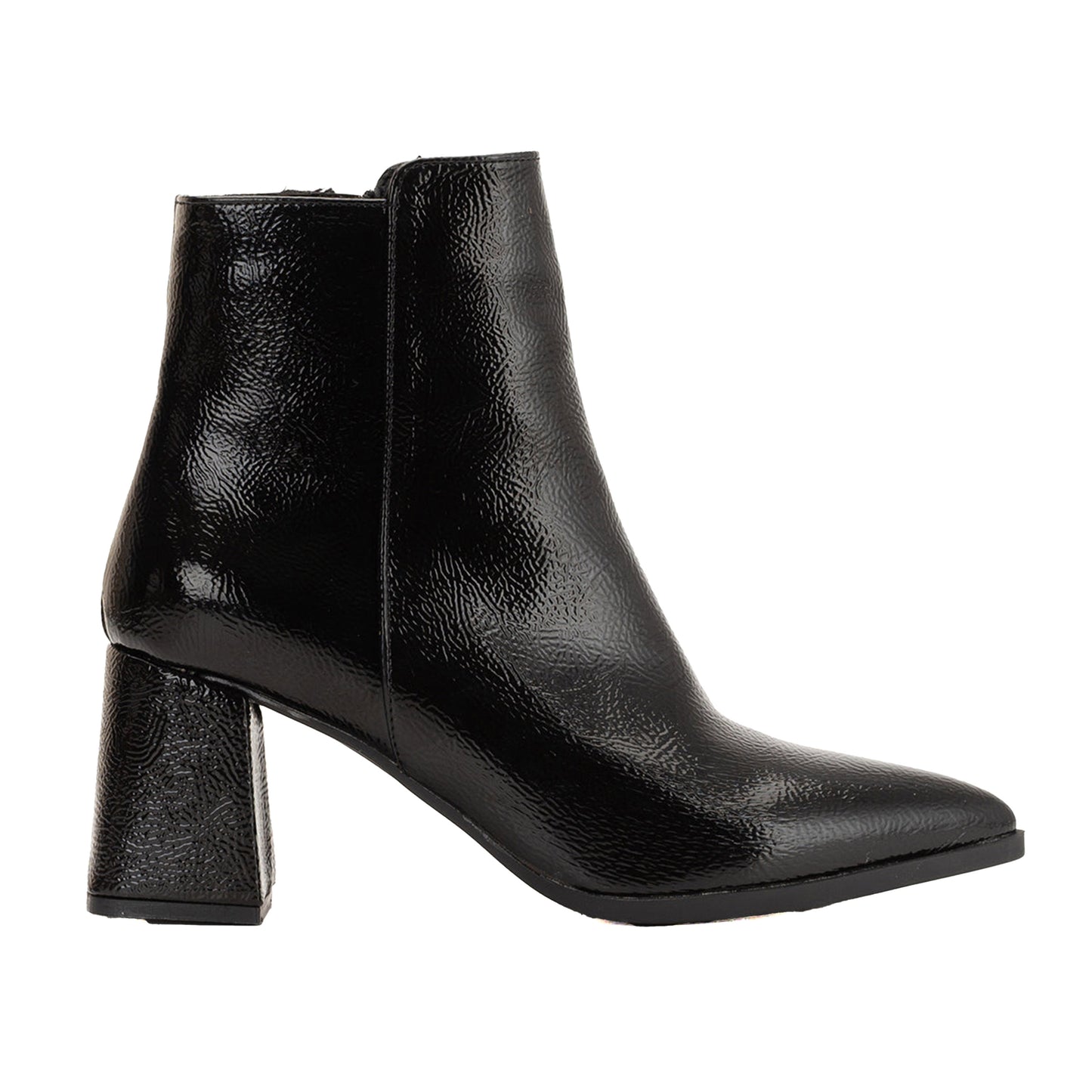Edith - Black Patent Ankle Boots