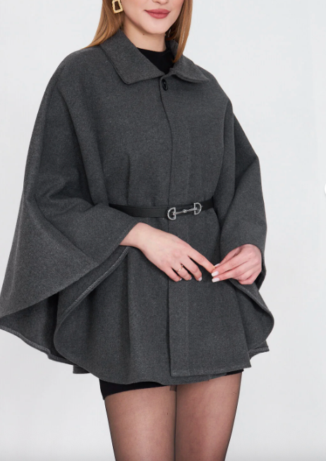 Abrigo Poncho de Punto con Cinturón Lavina