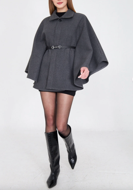Abrigo Poncho de Punto con Cinturón Lavina