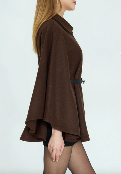 Abrigo poncho de punto con cinturón Lavina