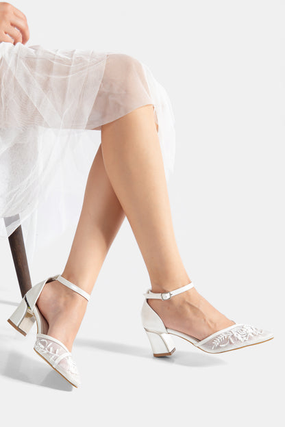 Viona Embroidered Lace Bridal Pumps