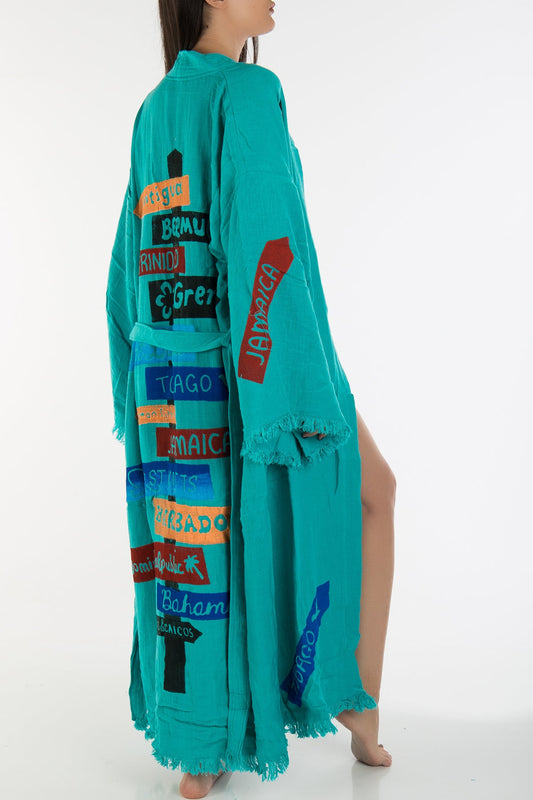 Arwen - Blue Signage Handmade Kimono