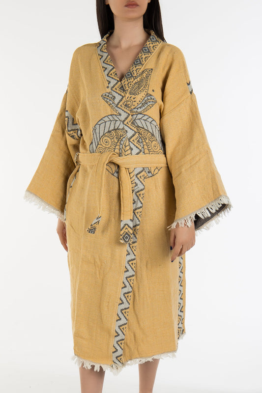 Astrid - Yellow Elephant Handmade Kimono