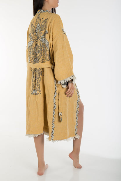 Astrid - Yellow Elephant Handmade Kimono