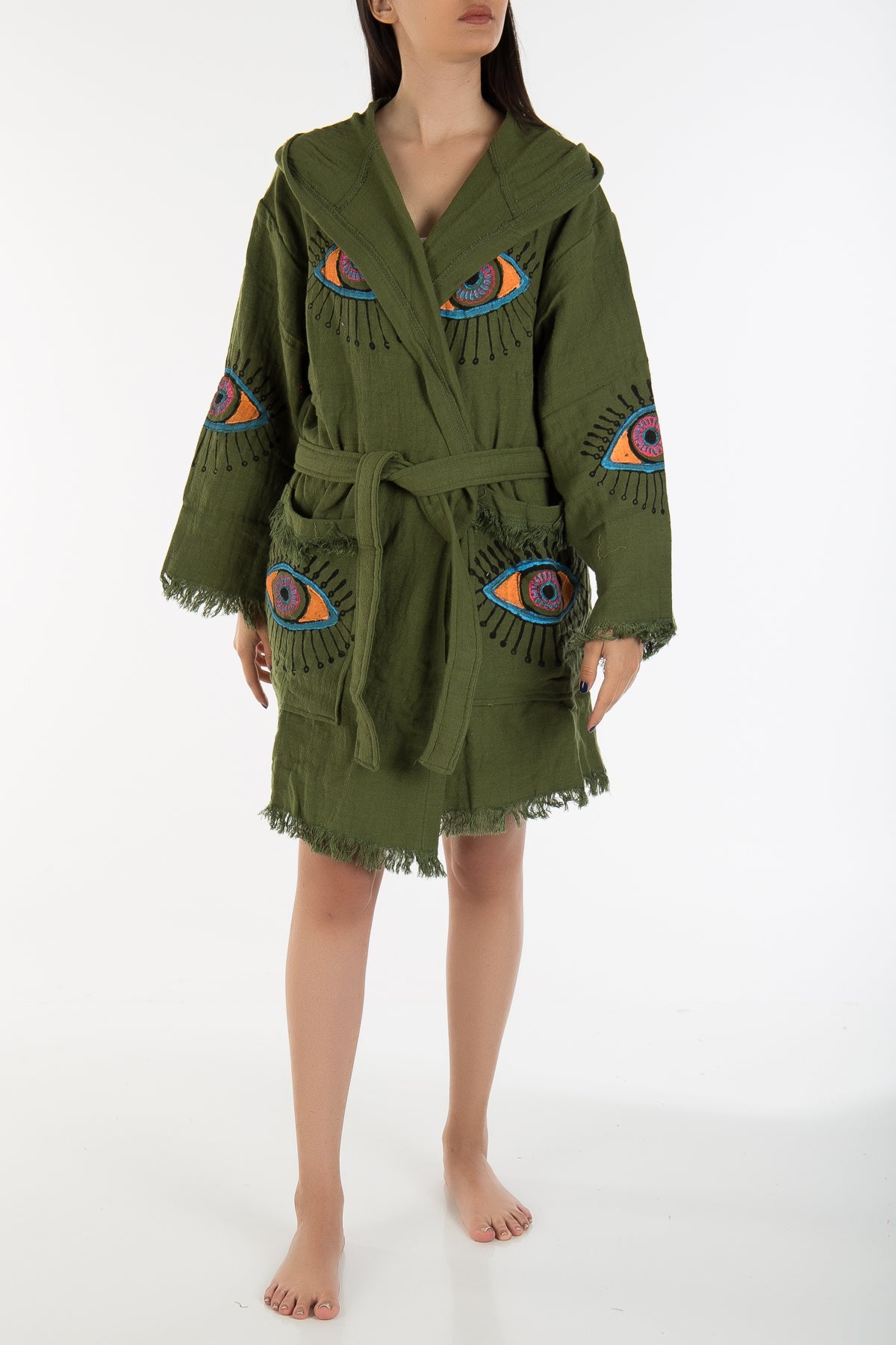 Imogen - Sage Green Handmade Hooded Kimono
