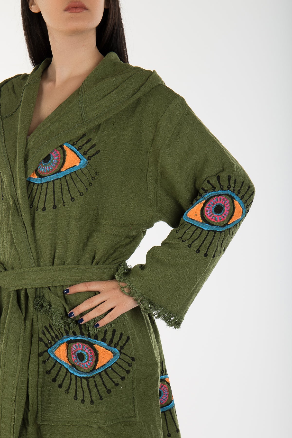 Imogen - Sage Green Handmade Hooded Kimono