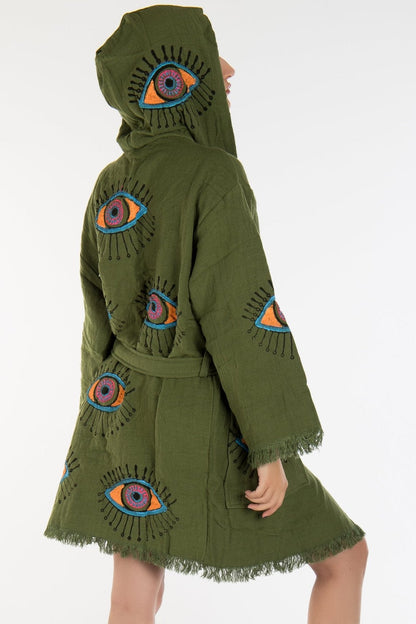 Imogen - Sage Green Handmade Hooded Kimono