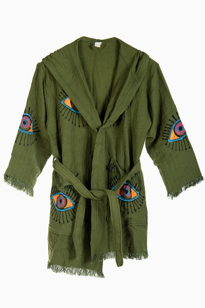 Imogen - Sage Green Handmade Hooded Kimono