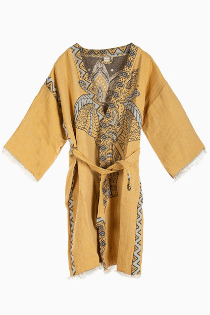Astrid - Yellow Elephant Handmade Kimono