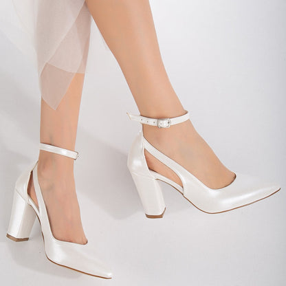 Colette - Ivory Bridal Block Heels