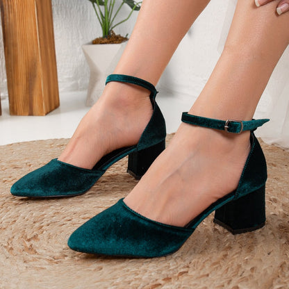 Marcelle - Emerald Green Velvet Bridal Shoes