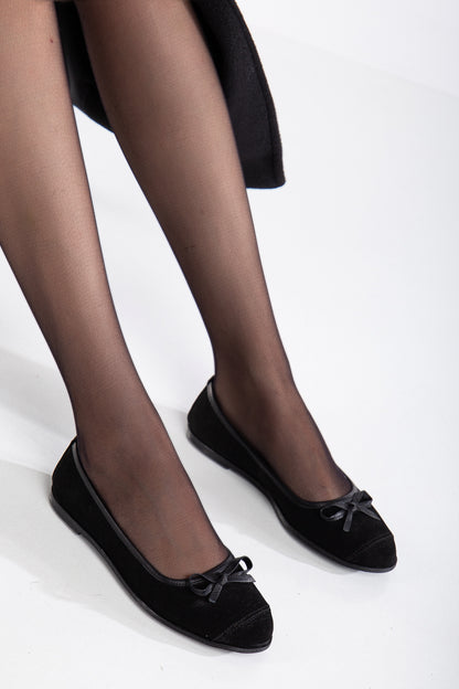 Brooklyn - Black Suede Ballerina Flats