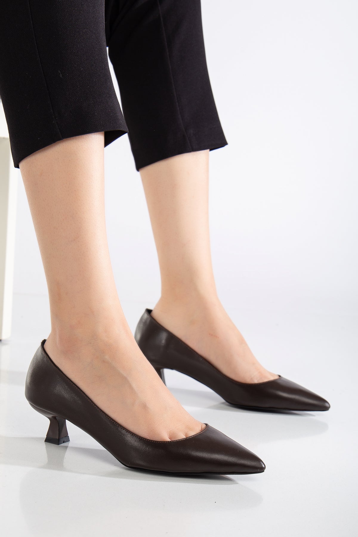 Helly - Brown Leather Stiletto Pumps (Women)