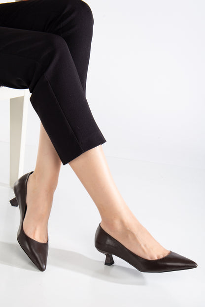 Helly - Brown Leather Stiletto Pumps (Women)