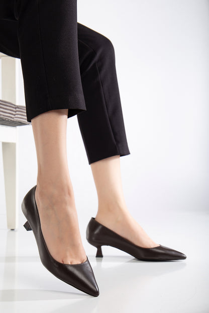 Helly - Brown Leather Stiletto Pumps (Women)