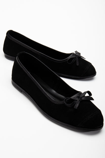 Brooklyn - Black Suede Ballerina Flats