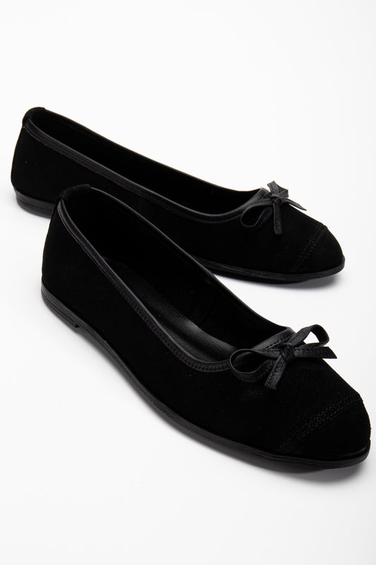 Brooklyn - Black Suede Ballerina Flats