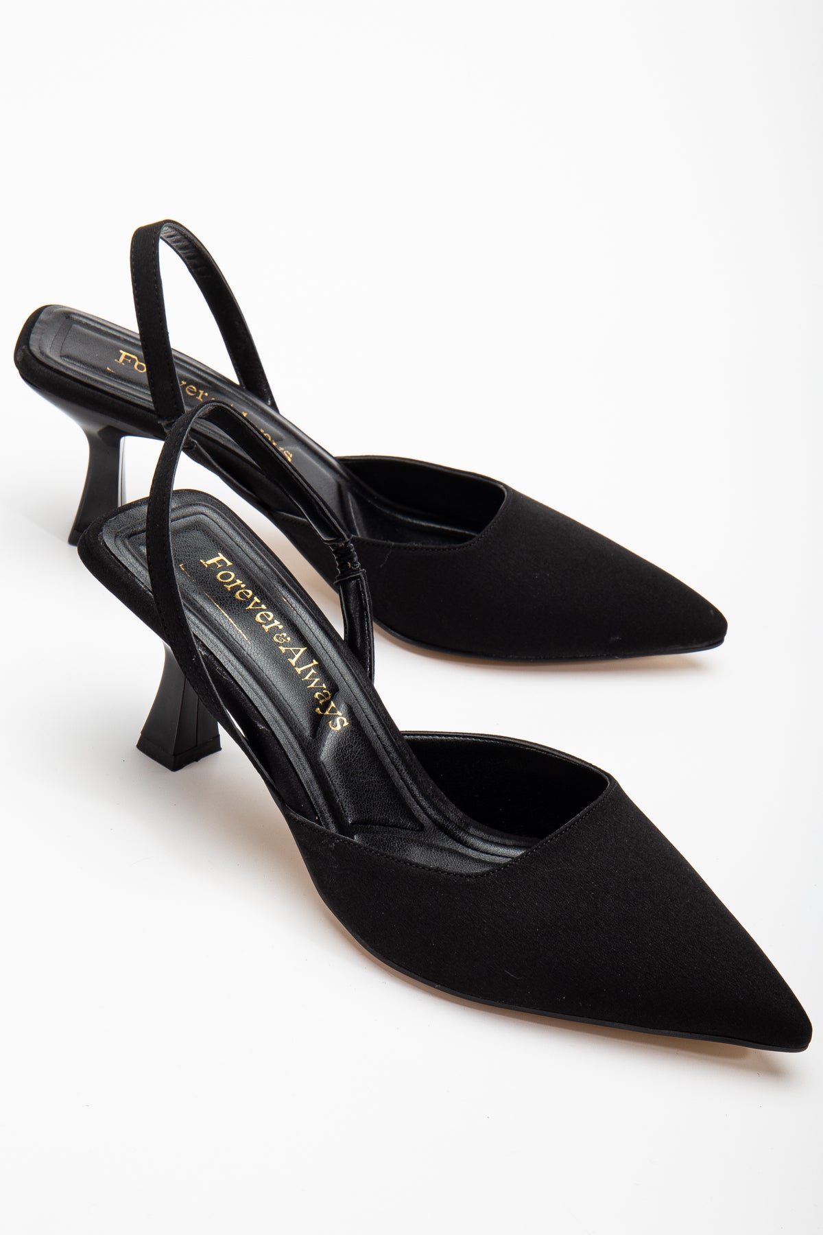 Rae - Black Suede Slingback Kitten Heels