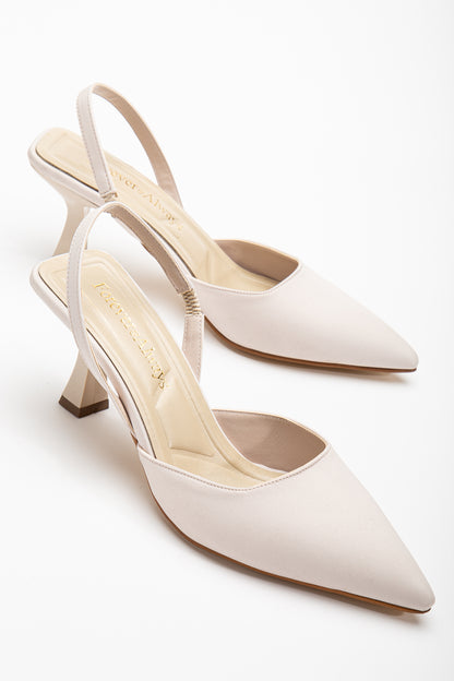 Rae - Beige Slingback Kitten Heels