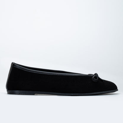 Freya - Black Suede Ballerina Flats