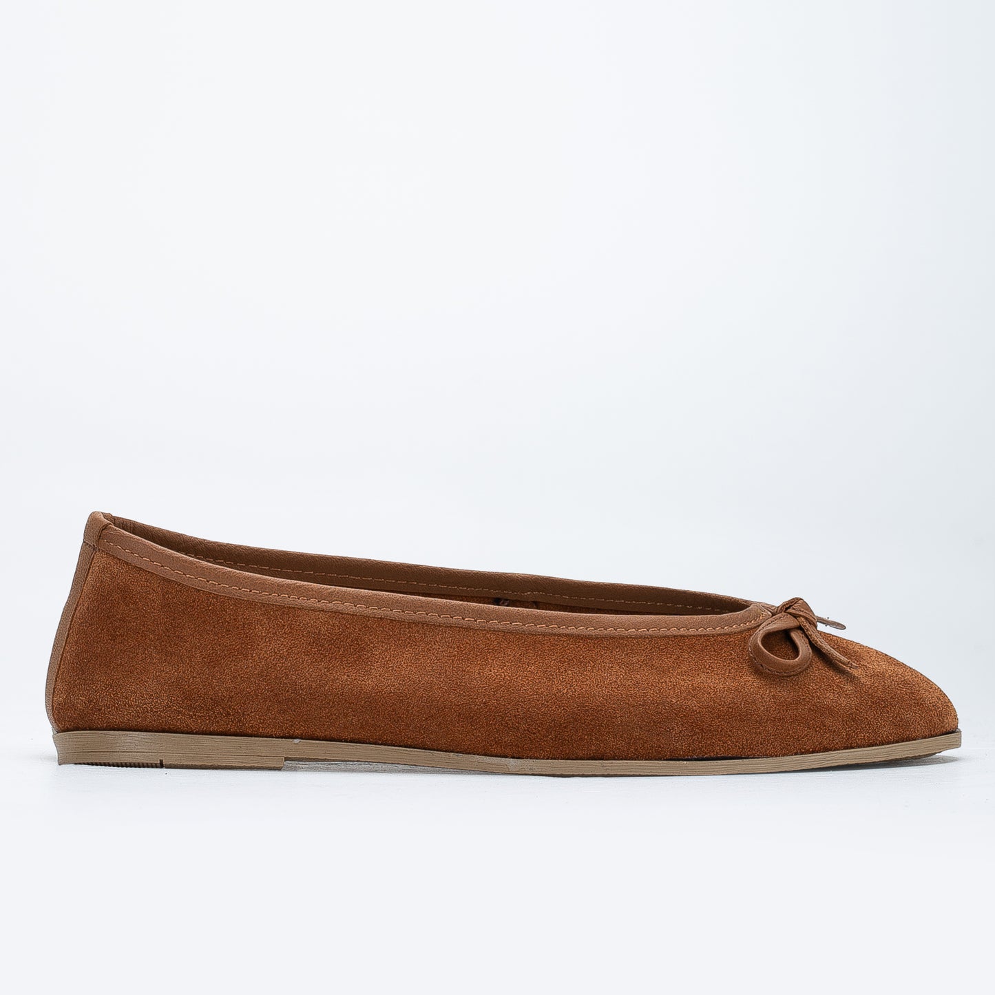 Freya - Cognac Suede Ballerina Flats