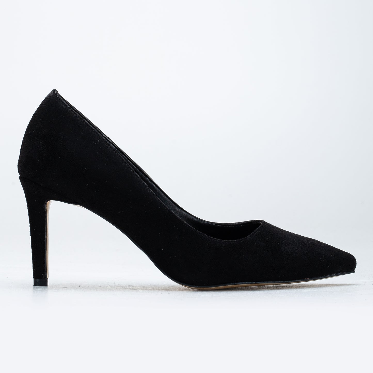 Perla - Black Suede Pointed Toe Stiletto Pump
