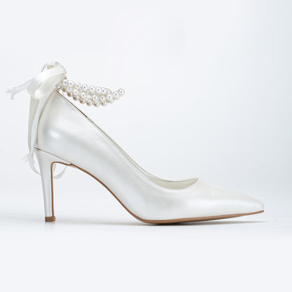 Penelope - Ivory Bridal Stiletto with Pearls