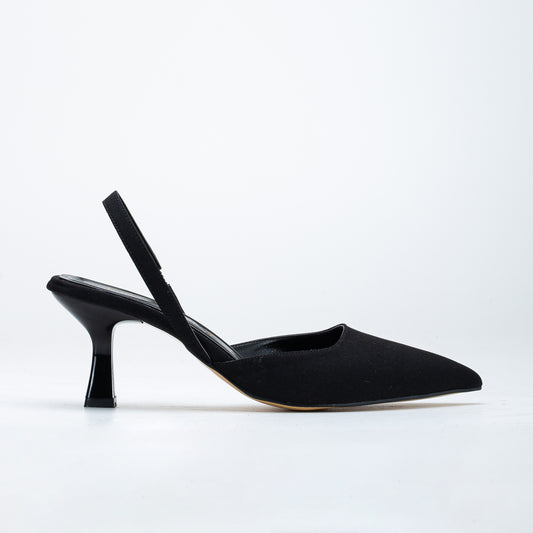 Rae - Black Suede Slingback Kitten Heels